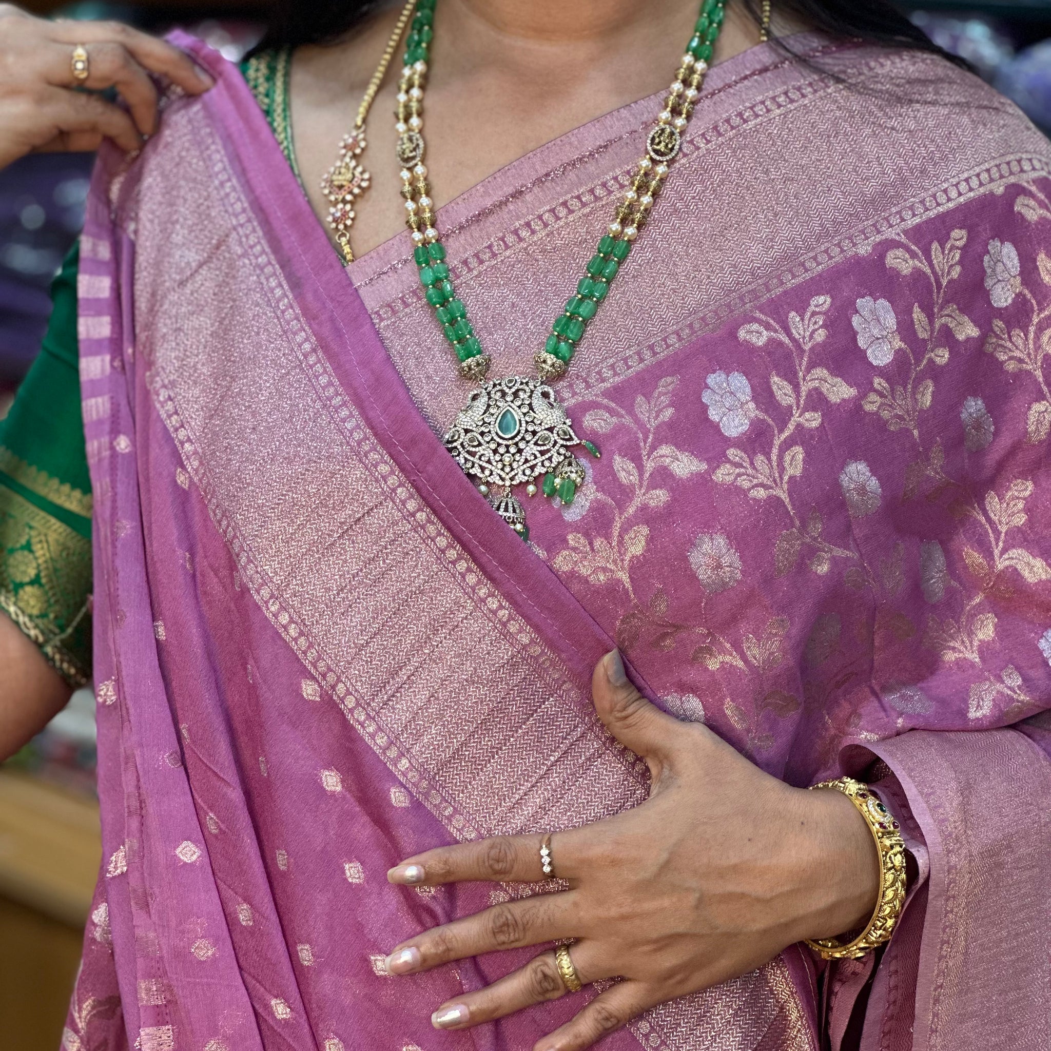 Onion pink designer georgette sarees
