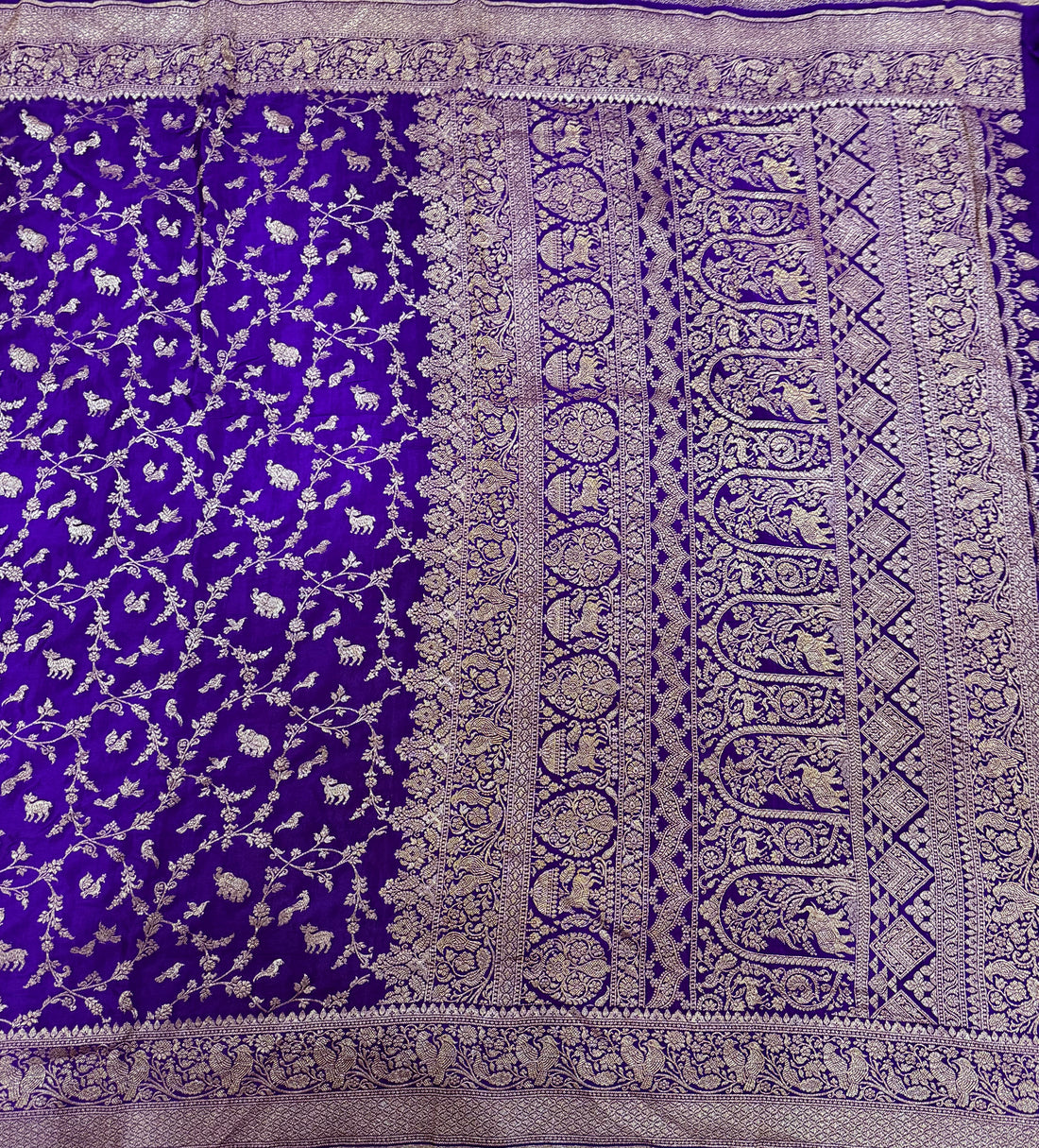 Purple jaal pattern pure benarasi crepe silk saree