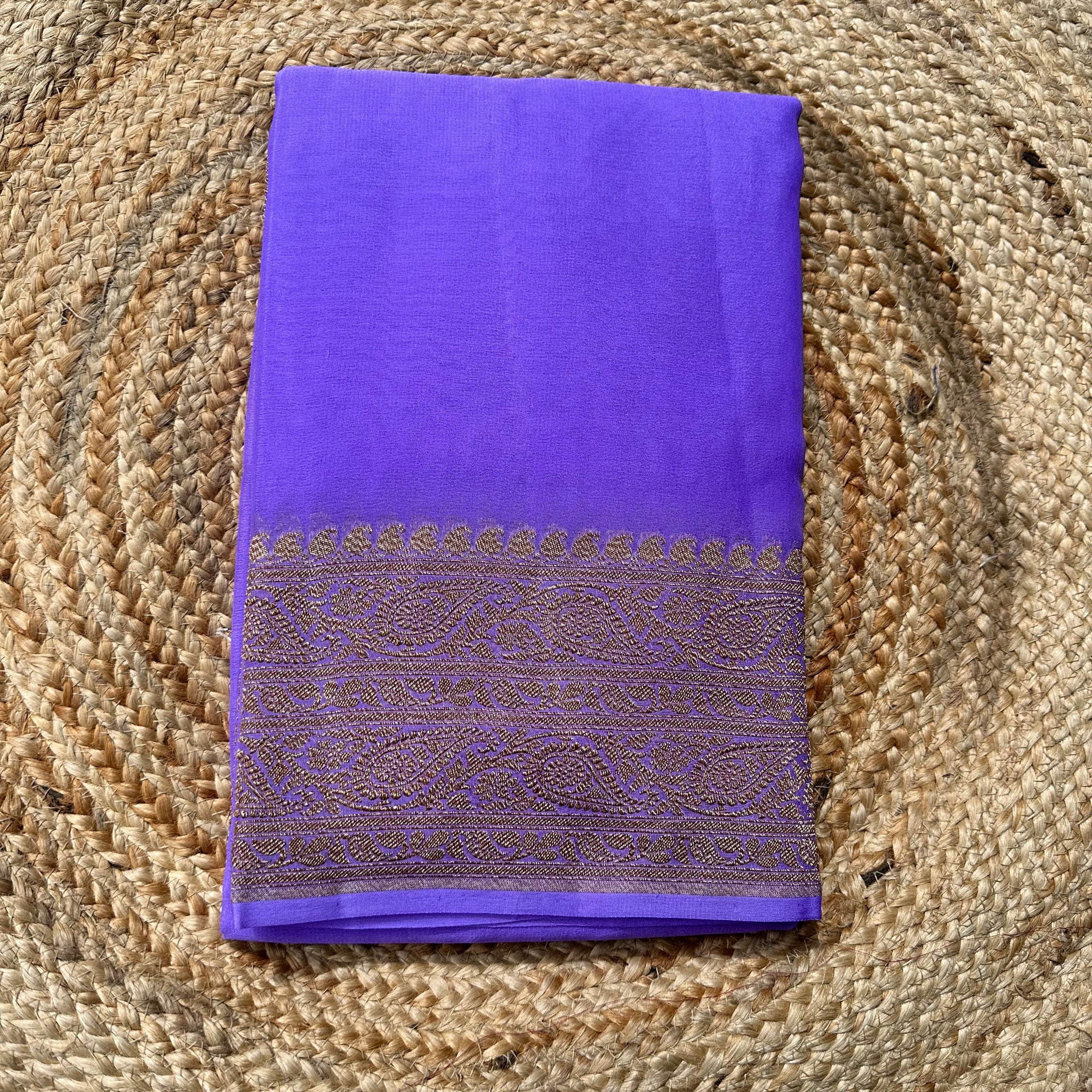 Lavender pure khaddi Georgette sarees plain blouse