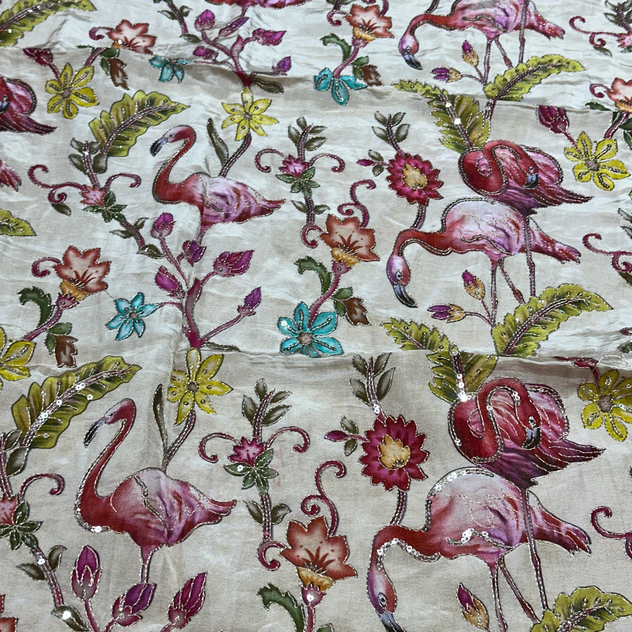 Pure crepe kalamkari half white 1 mtr