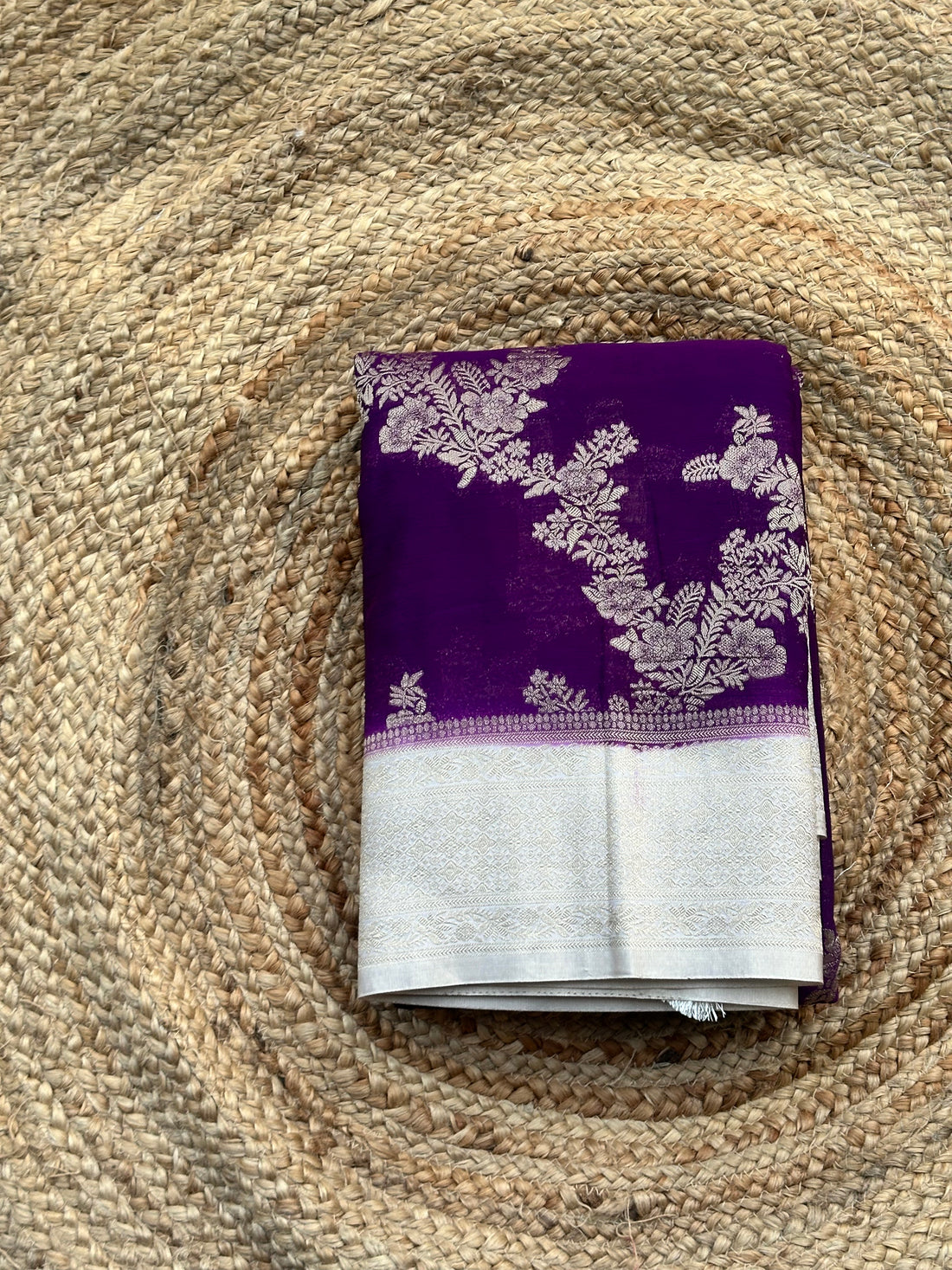 Purple and white crushed georgette