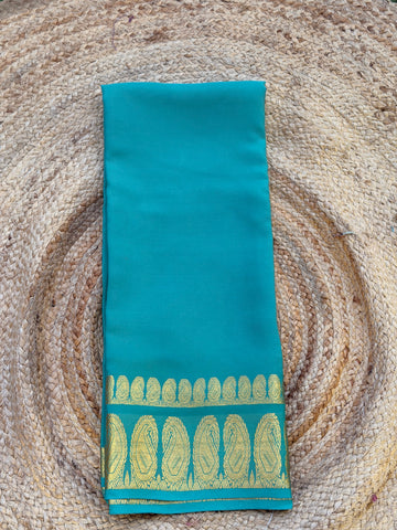 Rama blue KSIC double mango border crepe Mysore silk 120 gsm