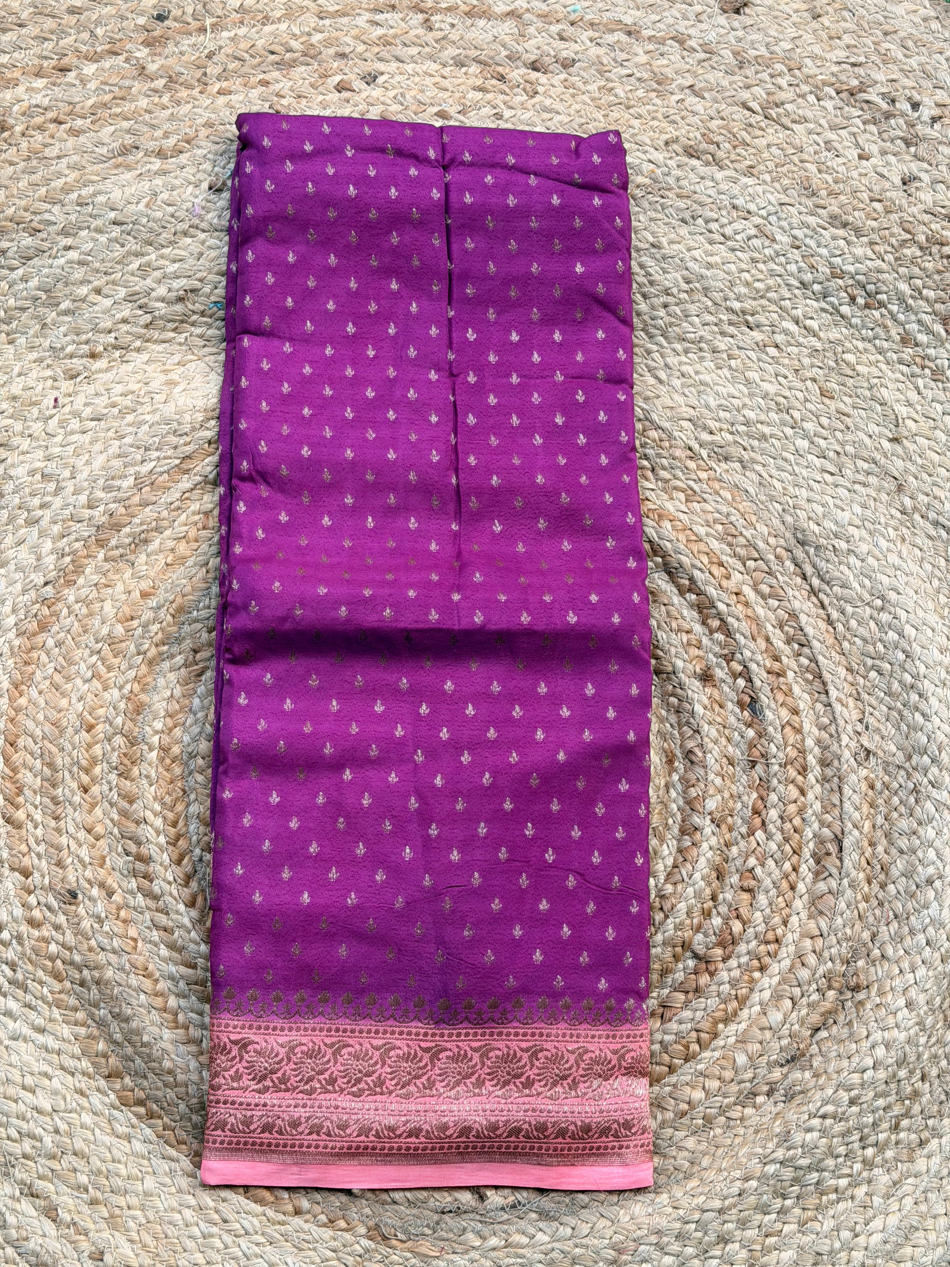 Banaras Pure crepe chiffon pink and peach