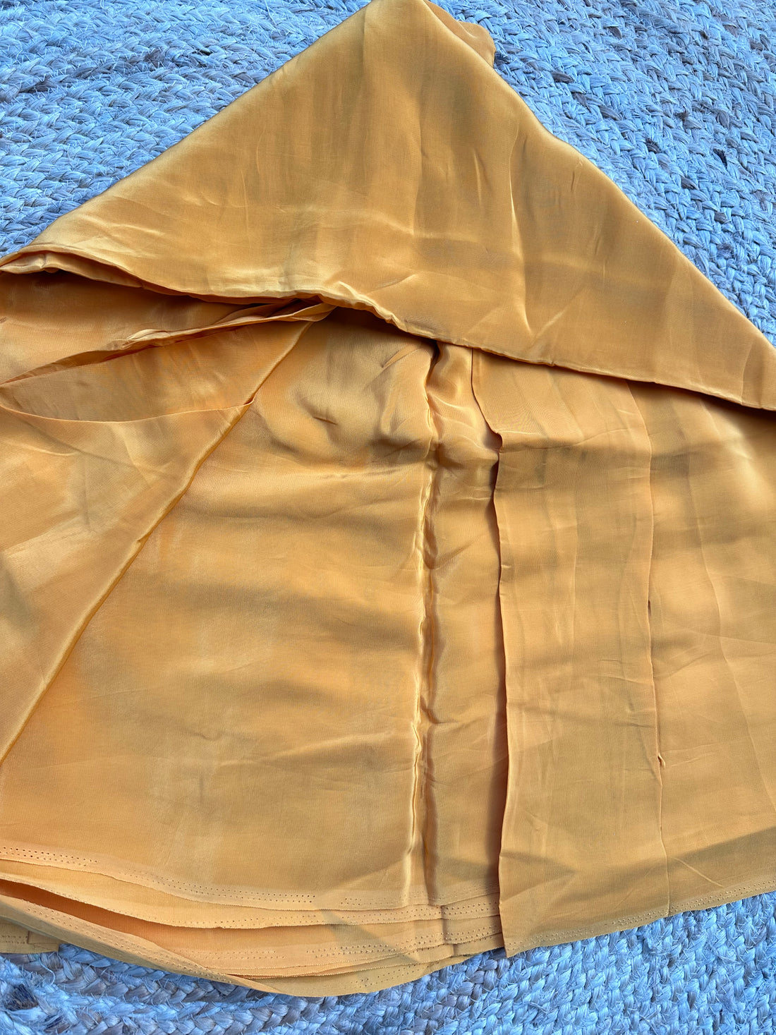 Mustard pure crepe with green brocade blouse