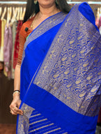 Royal blue pure Banaras crepe sarees
