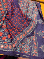 Blue ajrak modal mirror work with tissue pallu