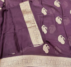 Dark Brown mango Butta georgette small border saree