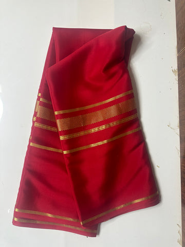 Red pure crepe Mysore Silk sarees. 100 gsm