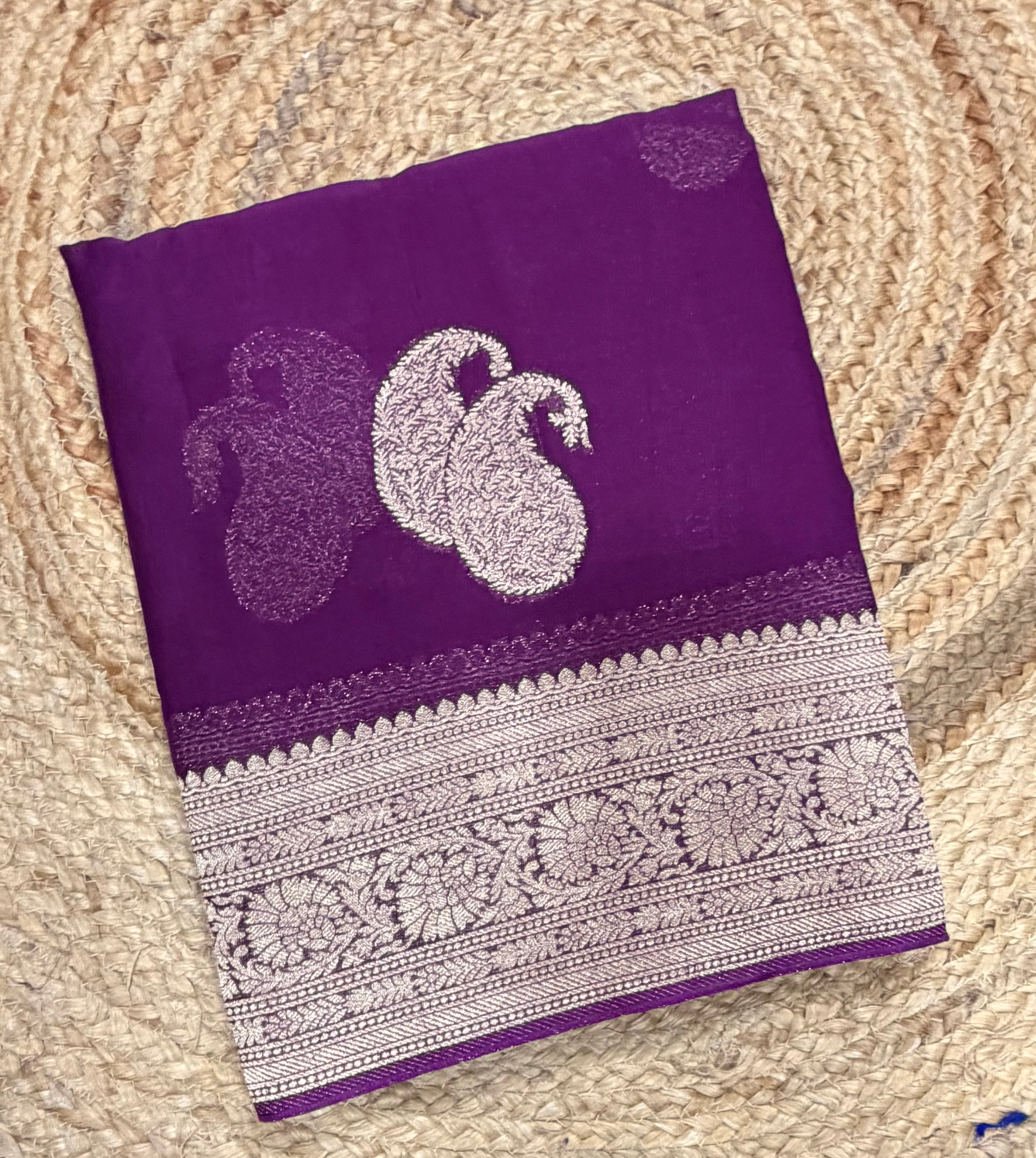 Purple mango Butta georgette small border saree