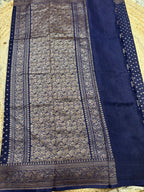 Eliphant grey crepe chiffon handloom silk sarees.