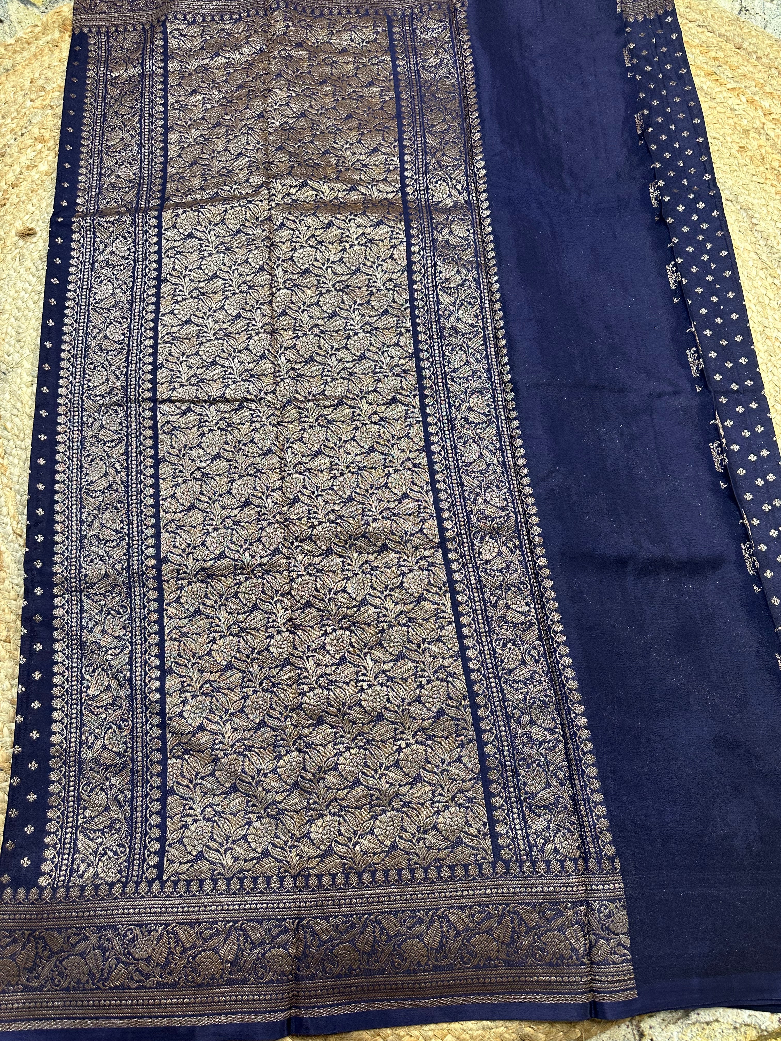 Eliphant grey crepe chiffon handloom silk sarees.