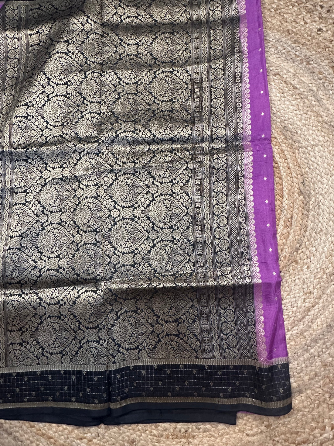 Pink with black dola silk