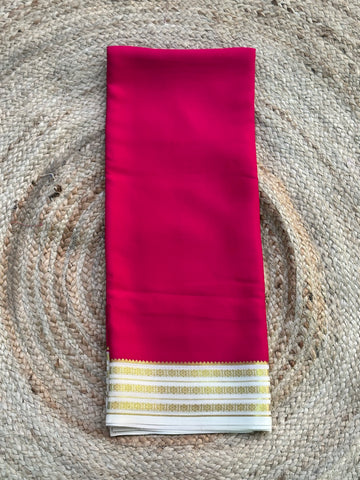 Rani pink and half white pure crepe Mysore Silk sarees 120 gsm