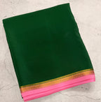 Bottle green one inch border pure Mysore silk crepe saree