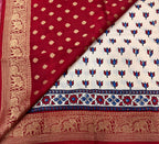 White small butta Kanchi border pure Ajrak dola sarees