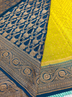 Parrot green n rama green pure benarasi crepe silk saree