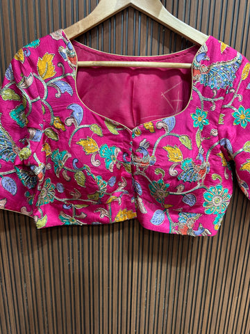 Rani Pink Kalamkari ready blouse