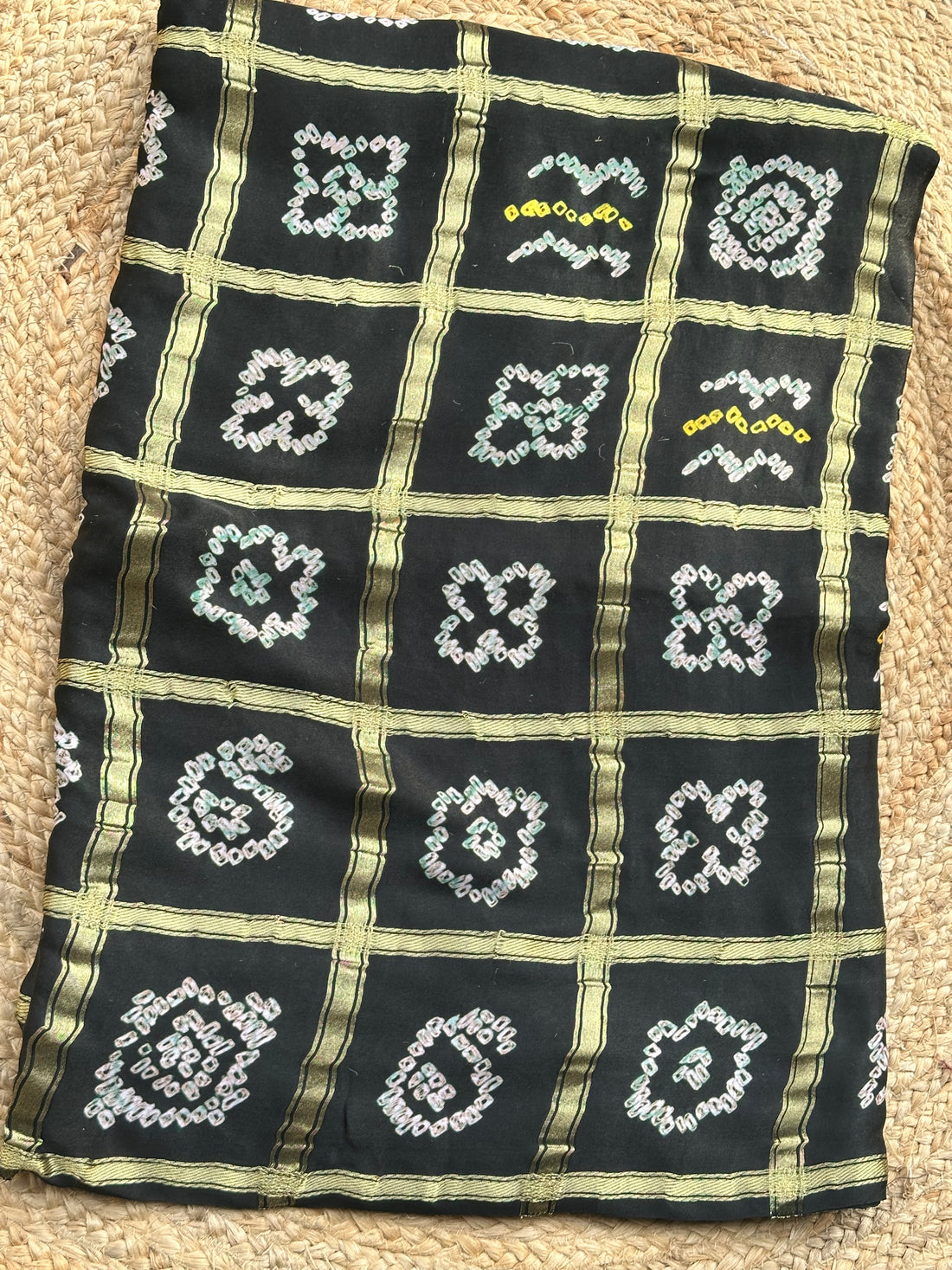 Black pure gajji silk Bandini prints blouse