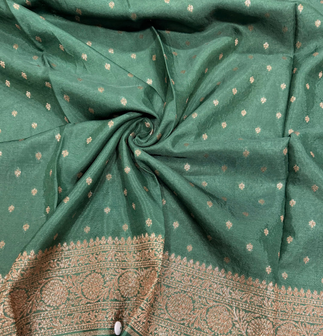 Bottle green butta Banarasi blouse -1m