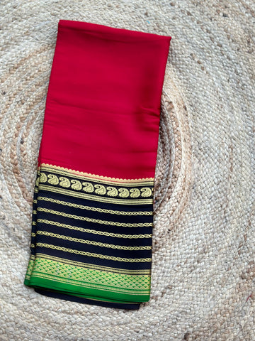 Red and black pure crepe Mysore Silk sarees 120 gsm