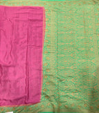 Pastel pink n light green partly pallu pure benarasi crepe silk saree