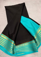 Black stripes border pure Mysore silk crepe saree