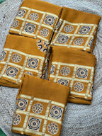 Mustard pure modal Ajrak sarees