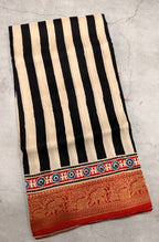 Black n white stripes pure Ajrak dola sarees