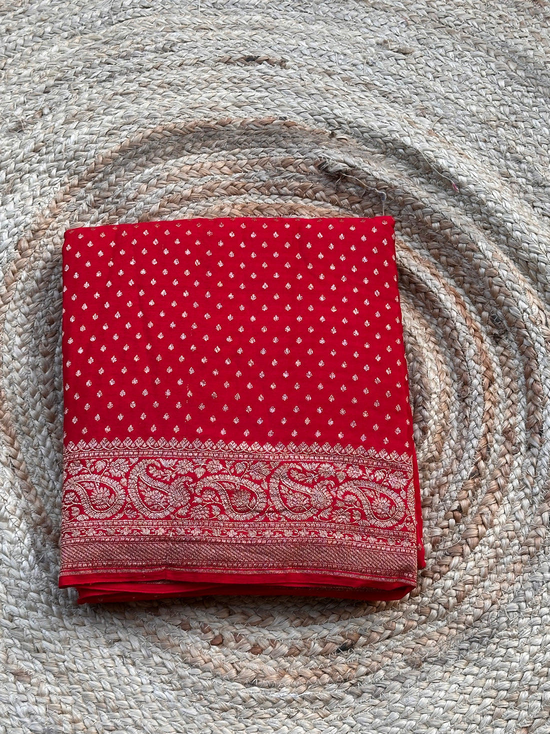 Hot red pure crepe Banaras silk sarees