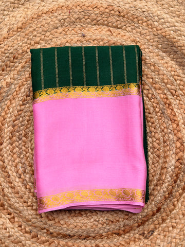 Green and lotus’s pink pure wrinkle crepe silk certified