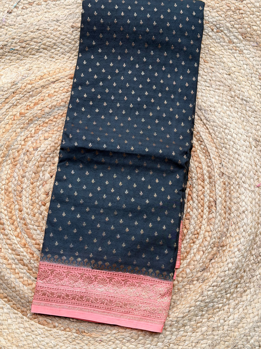Pure crepe chiffon black and peach