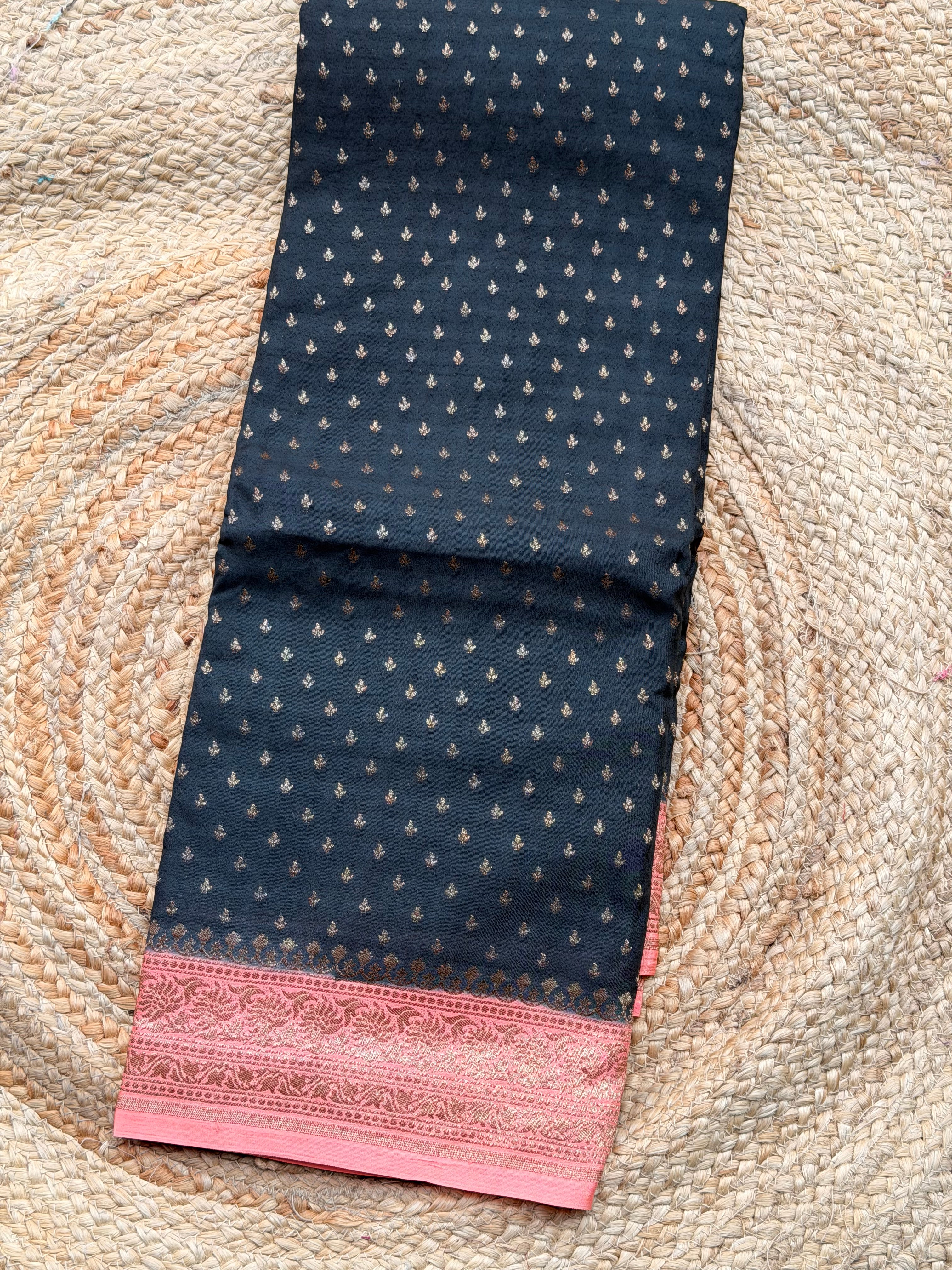 Pure crepe chiffon black and peach