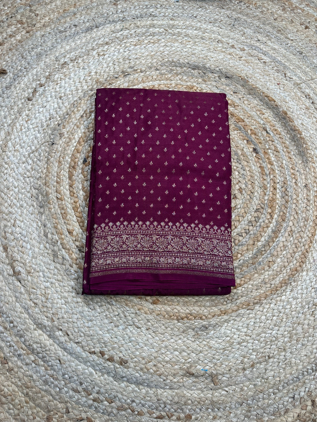 Maroon crepe chiffon with brocade blouse handloom silk.