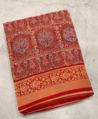 Red Kanchi border pure Ajrak dola sarees