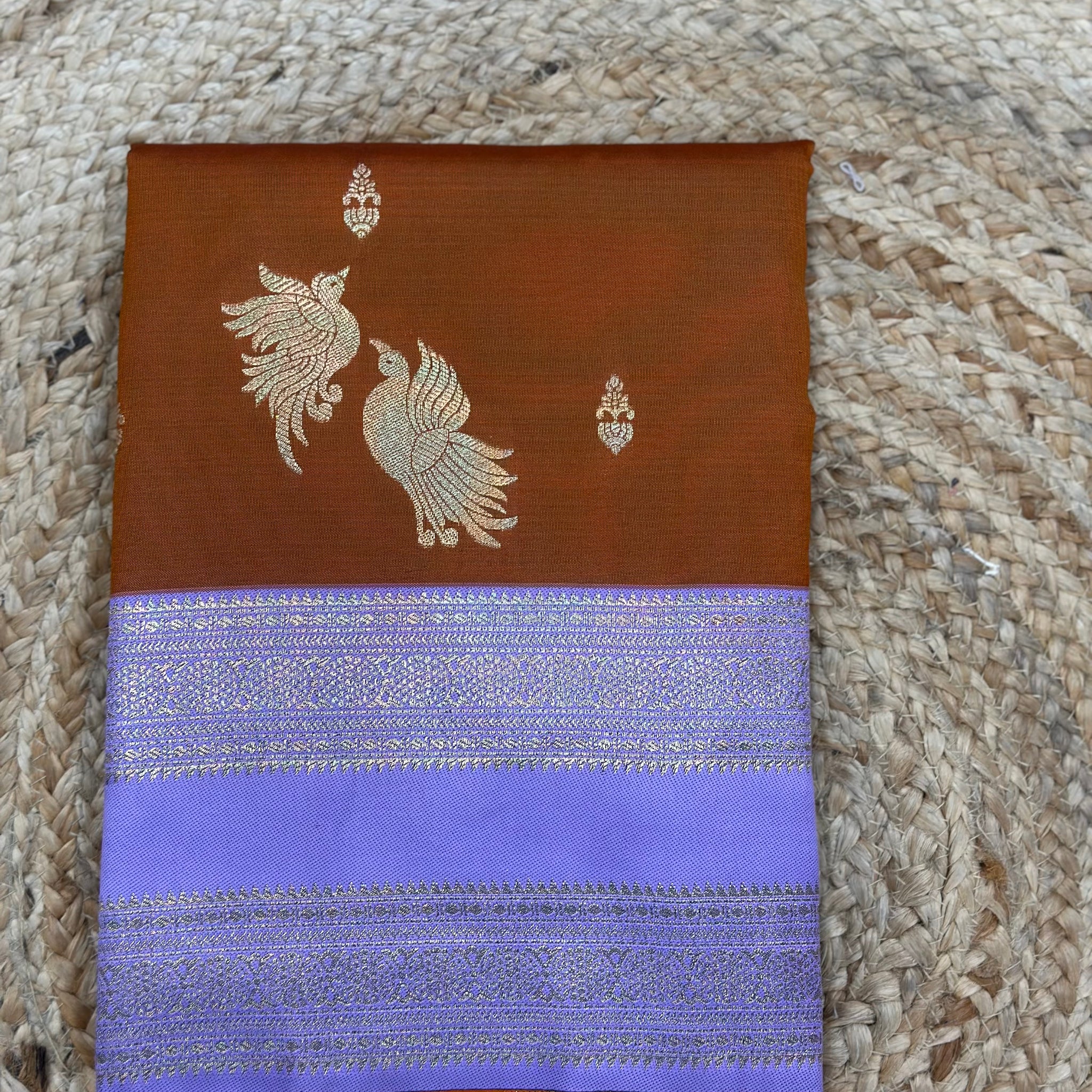 Rust orange and lavender semi kanchi