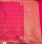 Rani pink stripes pure benarasi crepe silk saree
