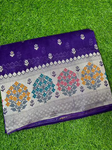 Purple tusser with Paithani border.