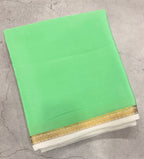 Pastel green one inch border pure Mysore silk crepe saree