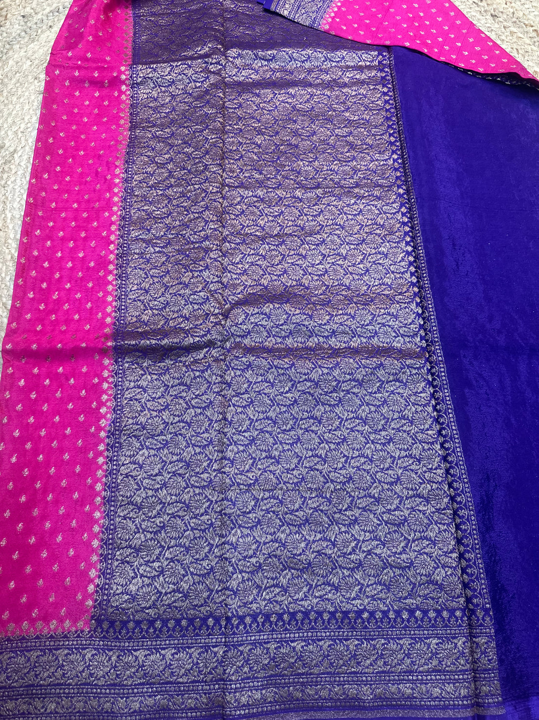 Pink and purple crepe chiffon sarees