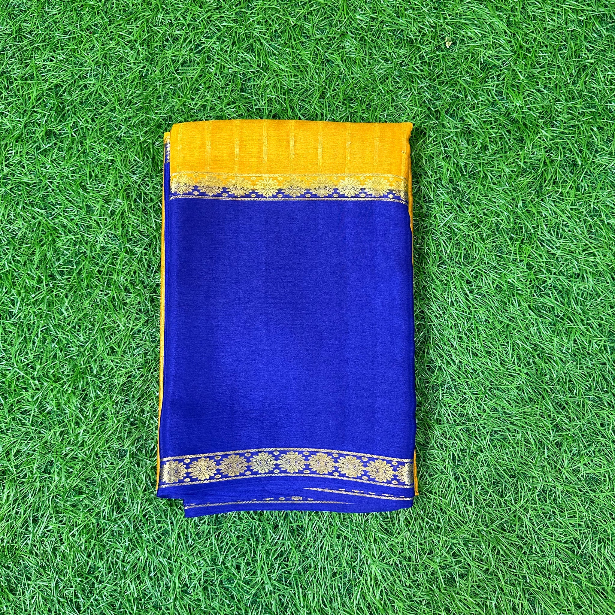 Mustard and purple pure wrinkle crepe. With out blouse