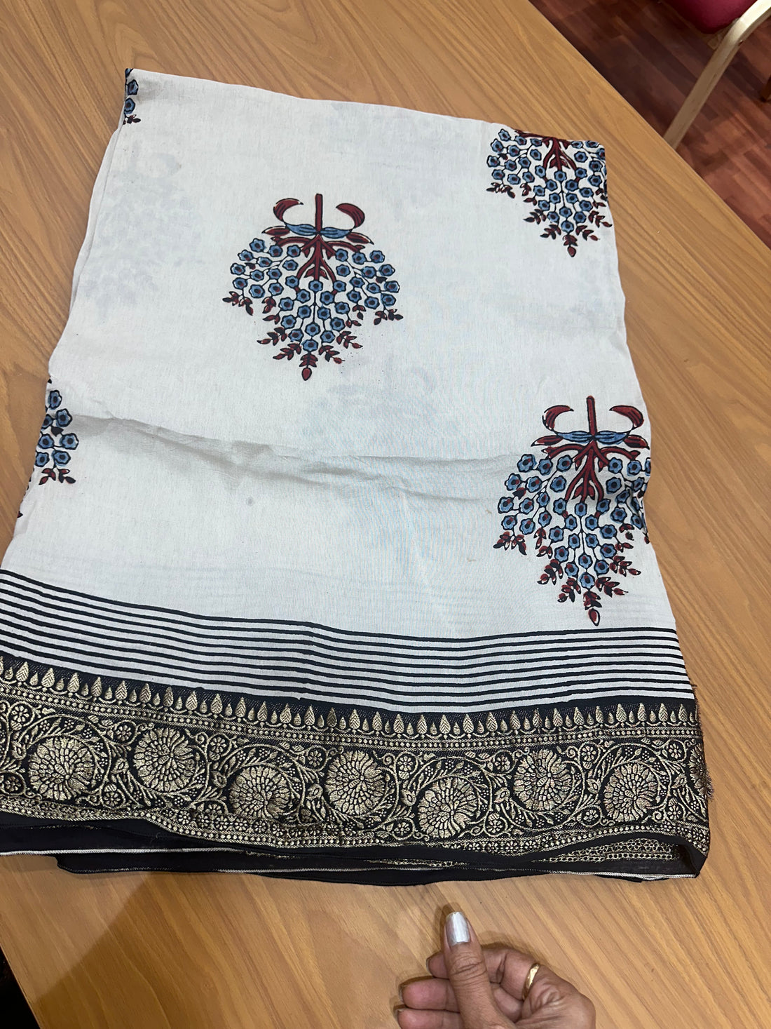Pure modal dola silk cream and black combination.