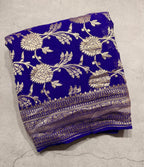 Purple jaal pattern pure georgette with water zari saree
