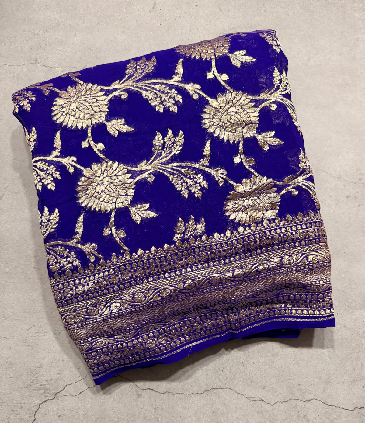 Purple jaal pattern pure georgette with water zari saree