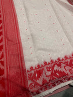 Red soft jamdani cotton saree