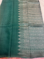 Green and yellow crepe chiffon sarees