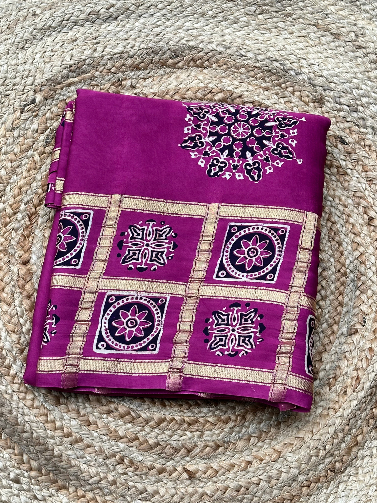 Onion pink pure modal Ajrak sarees
