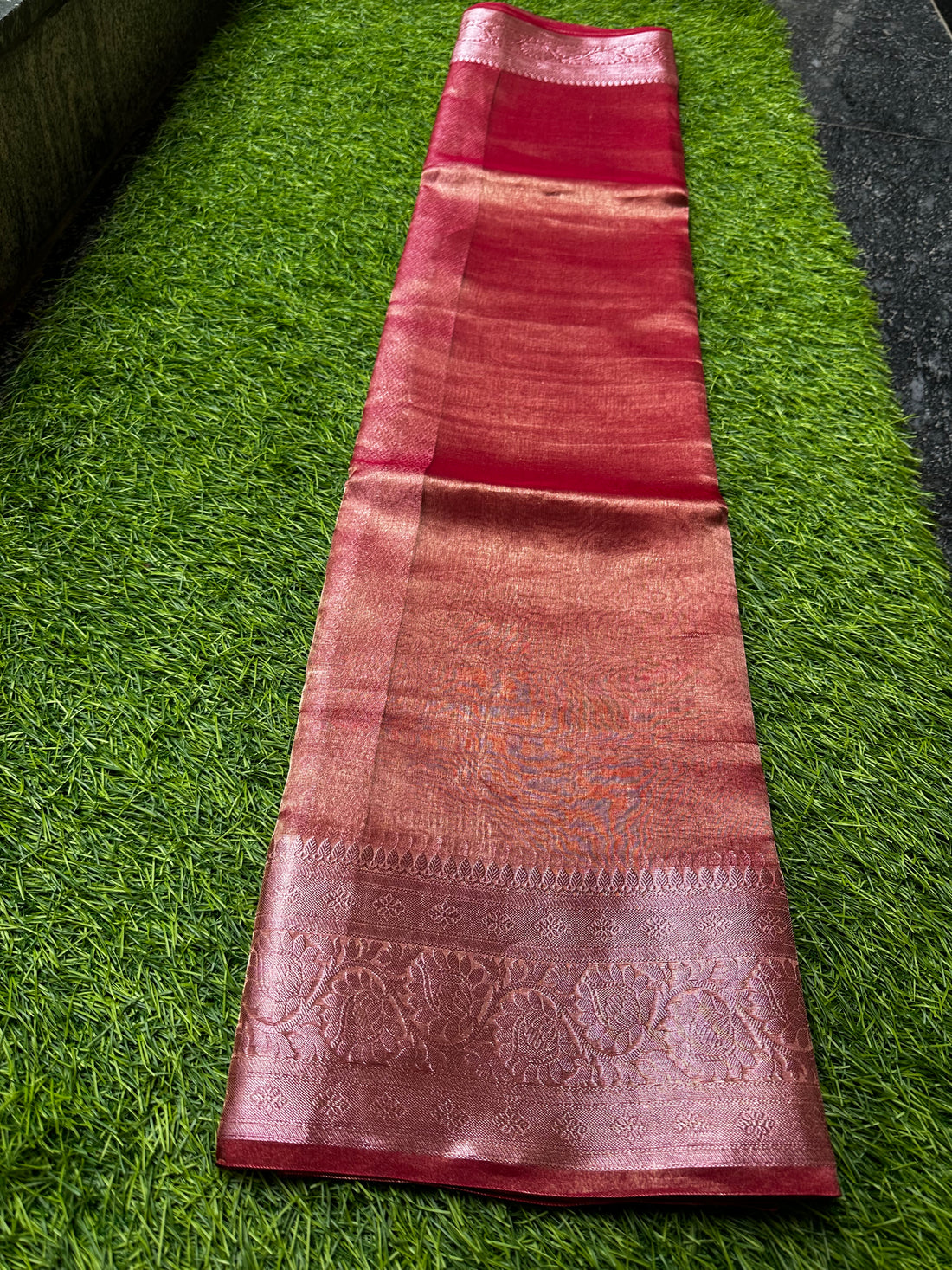 Pure Banarasi tissue silk.