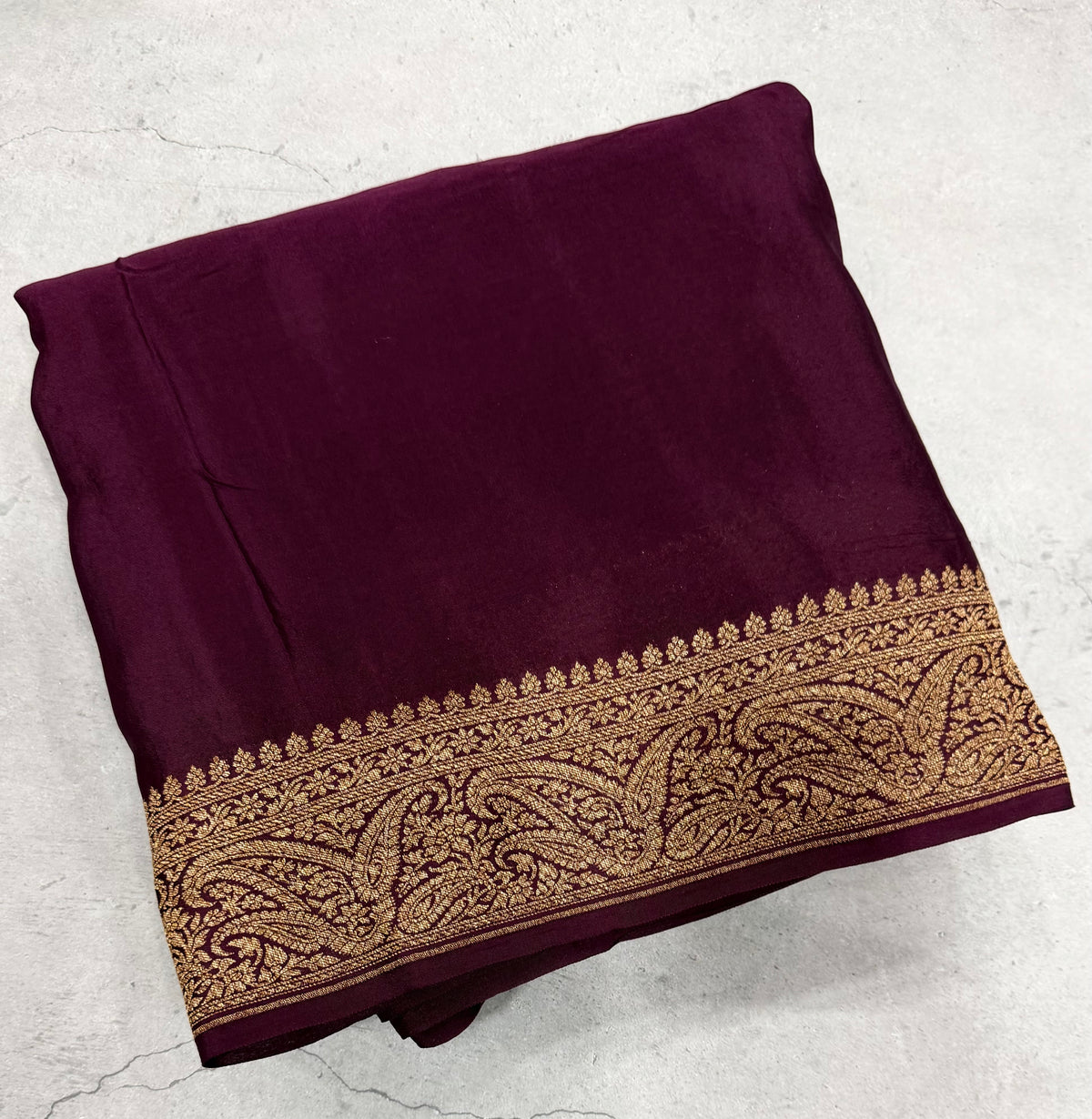 Wine pure benarasi crepe silk saree