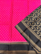 Rani pink bentex pure Banarasi crepe chiffon 107 with antique zari saree
