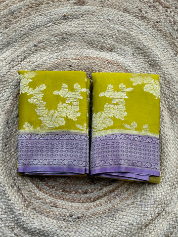 Mustard and purple crushed georgette